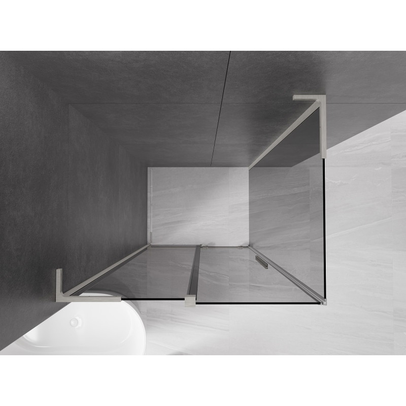Mexen Velar L klizna kabina za tuš 100 x 90 cm, grafit, brušeni nikal - 871-100-090-43-97