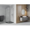 Mexen Rio cabine de douche semi-circulaire 90 x 90 cm, givré, chrome + receveur Flat, noir - 863-090-090-01-30-4170