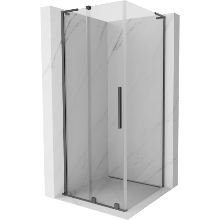 Mexen Velar L sliding shower enclosure 90 x 90 cm, transparent, gun metal - 871-090-090-03-95