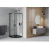 Mexen Rio cabine de duche semicircular 80 x 80 cm, transparente, preta + base de duche Flat, preta - 863-080-080-70-00-4170B