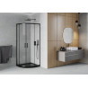 Mexen Rio semi-circular shower cabin 80 x 80 cm, transparent, black + Flat shower tray, black - 863-080-080-70-00-4170B