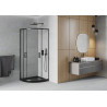 Mexen Rio semi-circular shower cabin 80 x 80 cm, transparent, black + Flat shower tray, black - 863-080-080-70-00-4170B