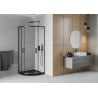Mexen Rio cabine de duche semicircular 90 x 90 cm, transparente, preta + base Flat, preta - 863-090-090-70-00-4170B
