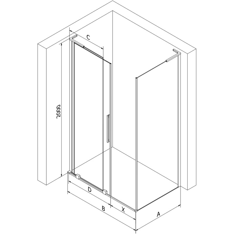 Mexen Velar L drsna prha kabina 120 x 120 cm, mraz, gun steel - 871-120-120-33-95