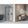 Mexen Rio semi-circular shower enclosure 80 x 80 cm, transparent, black + Flat shower tray, white - 863-080-080-70-00-4110B