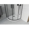 Mexen Rio semi-circular shower enclosure 80 x 80 cm, transparent, black + Flat shower tray, white - 863-080-080-70-00-4110B