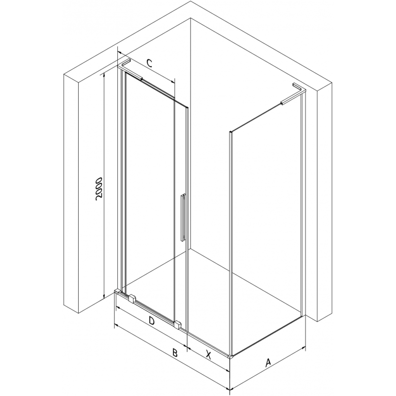 Mexen Velar L kabina prysznicowa rozsuwana 110 x 100 cm, szron, gun metal - 871-110-100-33-95