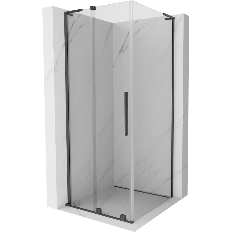 Mexen Velar L Duschkabine, verschiebbar 100 x 100 cm, transparent, gebürstetes Gun Gray - 871-100-100-03-66