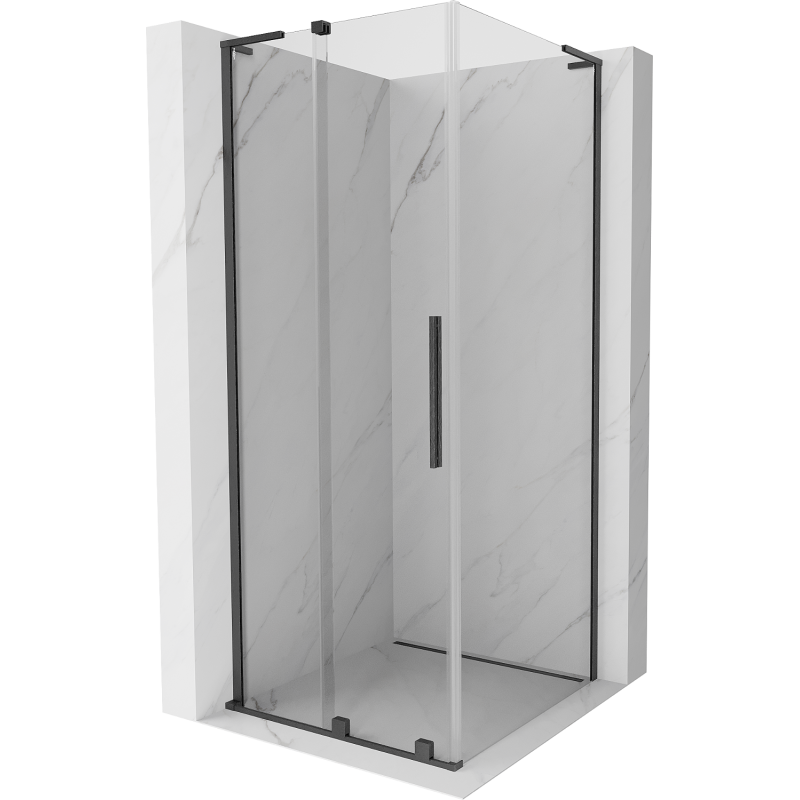 Mexen Velar L Duschkabine Schiebetür 110 x 110 cm, transparent, gebürstetes gun gray - 871-110-110-03-66