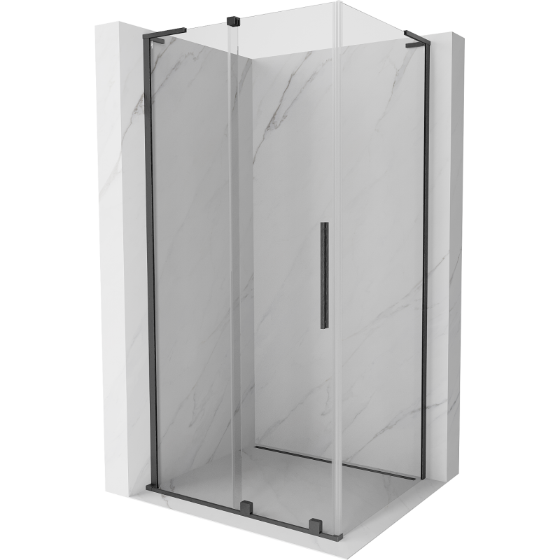 Mexen Velar L shower enclosure sliding 90 x 70 cm, transparent, brushed gun gray - 871-090-070-03-66