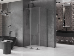 Mexen Velar L cabina doccia scorrevole 90 x 110 cm, trasparente, gun gray spazzolato - 871-090-110-03-66