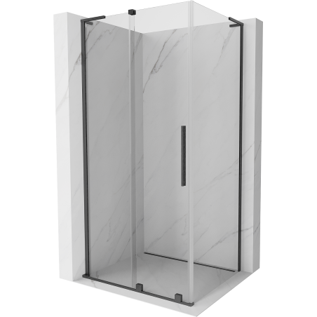 Mexen Velar L cabina doccia scorrevole 90 x 110 cm, trasparente, gun gray spazzolato - 871-090-110-03-66