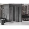 Mexen Velar L cabina doccia scorrevole 90 x 110 cm, trasparente, gun gray spazzolato - 871-090-110-03-66