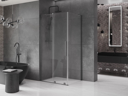 Cabine de douche coulissante Mexen Velar L 100 x 80 cm, transparent, gris canon brossé - 871-100-080-03-66