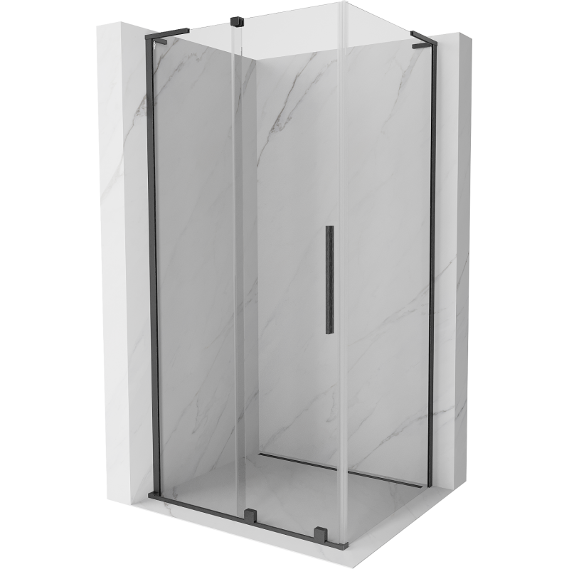 Mexen Velar L liukuva suihkukaappi 100 x 80 cm, kirkas, harjattu aseharmaa - 871-100-080-03-66