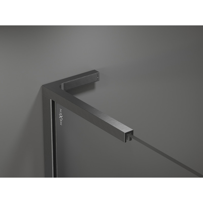 Mexen Velar L cabina doccia scorrevole 90 x 110 cm, trasparente, gun gray spazzolato - 871-090-110-03-66
