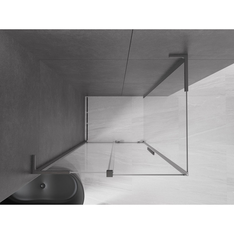 Mexen Velar L cabina doccia scorrevole 90 x 110 cm, trasparente, gun gray spazzolato - 871-090-110-03-66