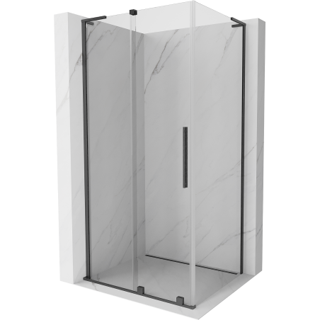 Mexen Velar L lükandustega dušinurk 100 x 110 cm, läbipaistev, harjatud relvahall - 871-100-110-03-66