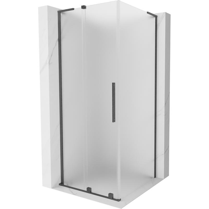 Mexen Velar L cabina de ducha corredera 110 x 110 cm, escarcha, gris acero cepillado - 871-110-110-33-66