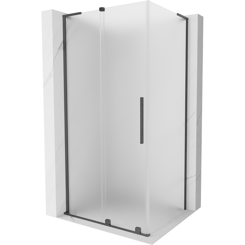Mexen Velar L shower enclosure sliding 90 x 70 cm, frost, brushed gun gray - 871-090-070-33-66