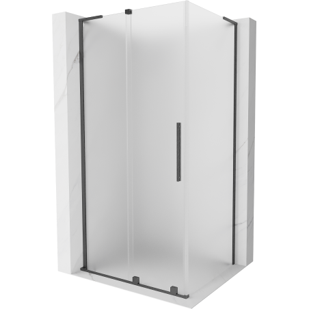 Mexen Velar L sliding shower cabin 100 x 70 cm, frosted, brushed gun gray - 871-100-070-33-66