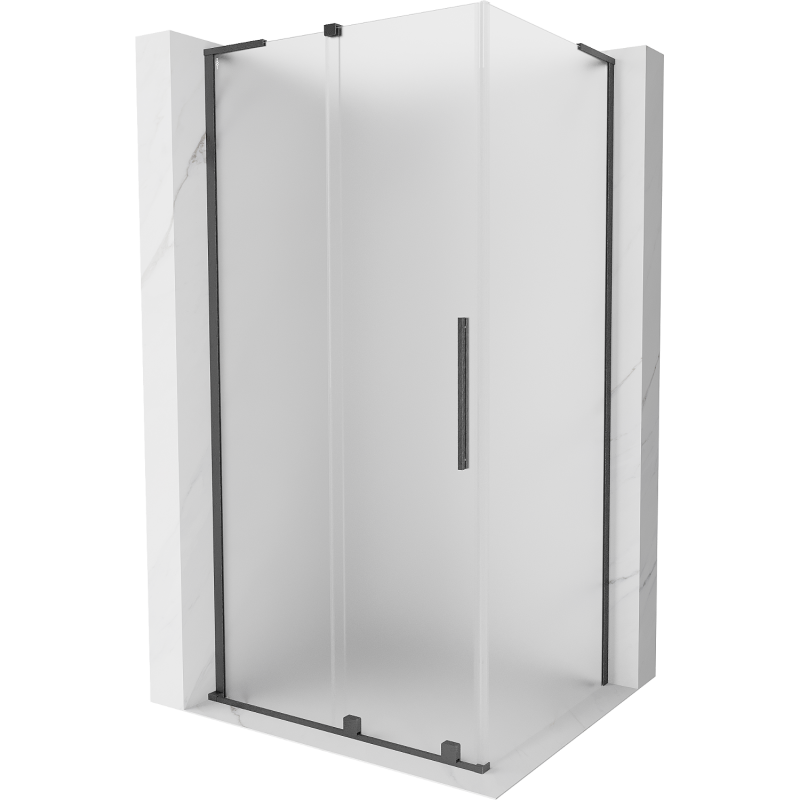 Mexen Velar L Duschkabine, schiebbar 110 x 80 cm, matt, gebürstet gun gray - 871-110-080-33-66
