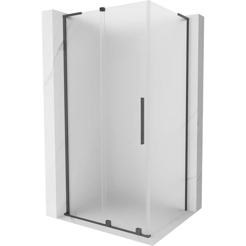 Mexen Velar L cabina de ducha corredera 100 x 120 cm, escarcha, gris arma cepillado - 871-100-120-33-66