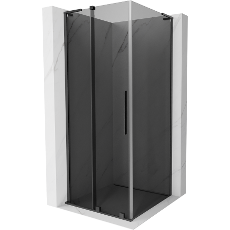 Mexen Velar L sliding shower cabin 110 x 110 cm, graphite, brushed gun gray - 871-110-110-43-66