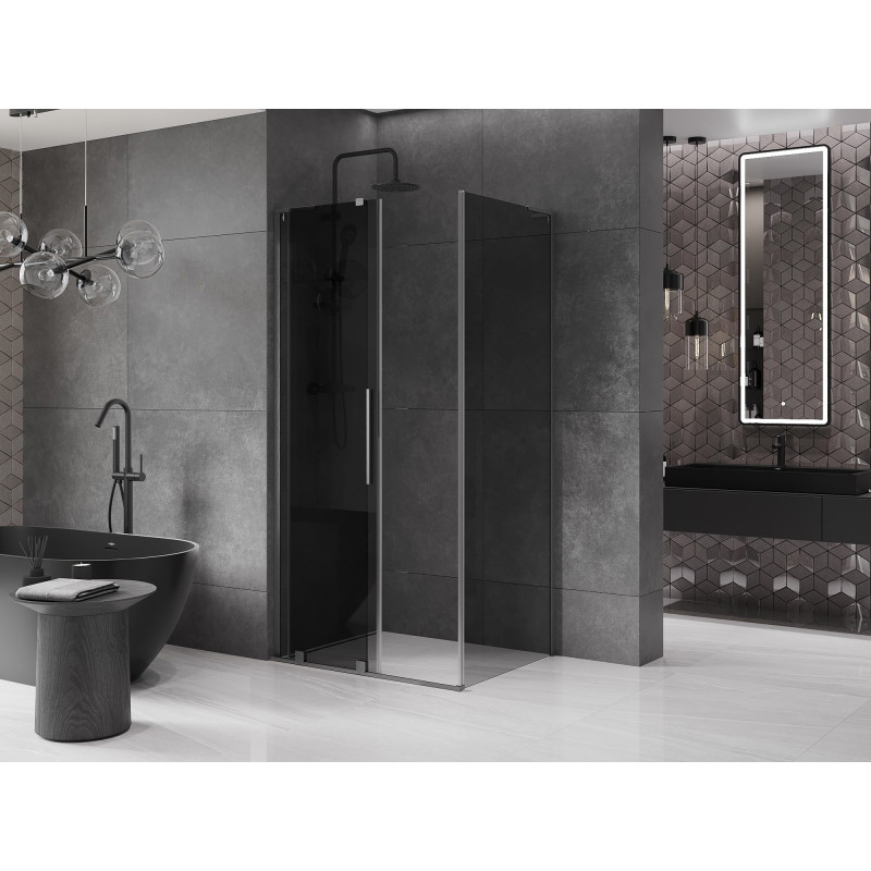 Mexen Velar L klizna tuš kabina klizna 100 x 85 cm, grafit, brušeno sivo oružje - 871-100-085-43-66