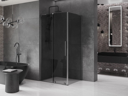 Mexen Velar L klizna tuš kabina 120 x 85 cm, grafit, gun gray brušeni - 871-120-085-43-66