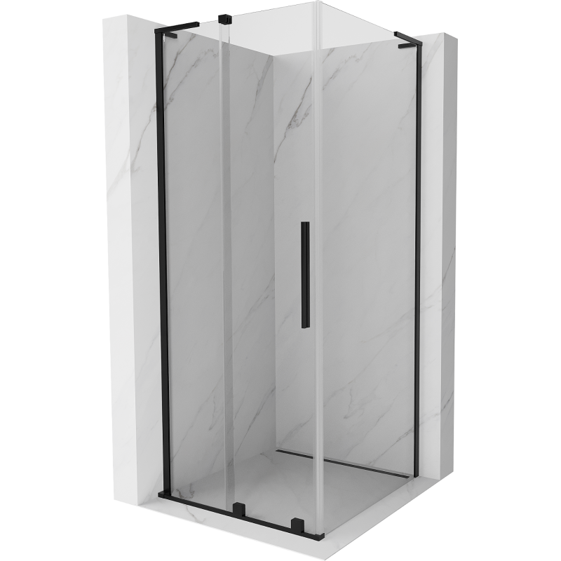 Mexen Velar L cabina doccia scorrevole 120 x 120 cm, trasparente, nera- 871-120-120-03-70