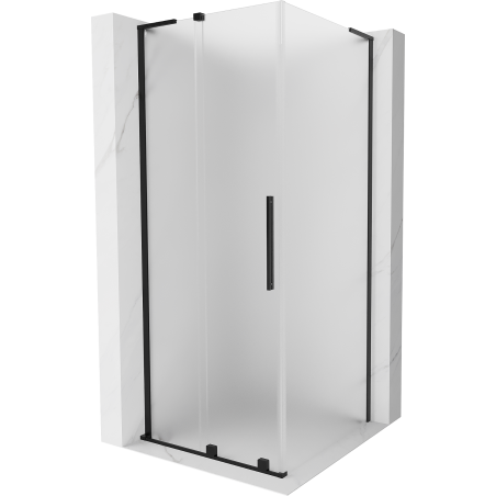 Mexen Velar L sliding shower cabin 90 x 90 cm, frosted, black - 871-090-090-33-70
