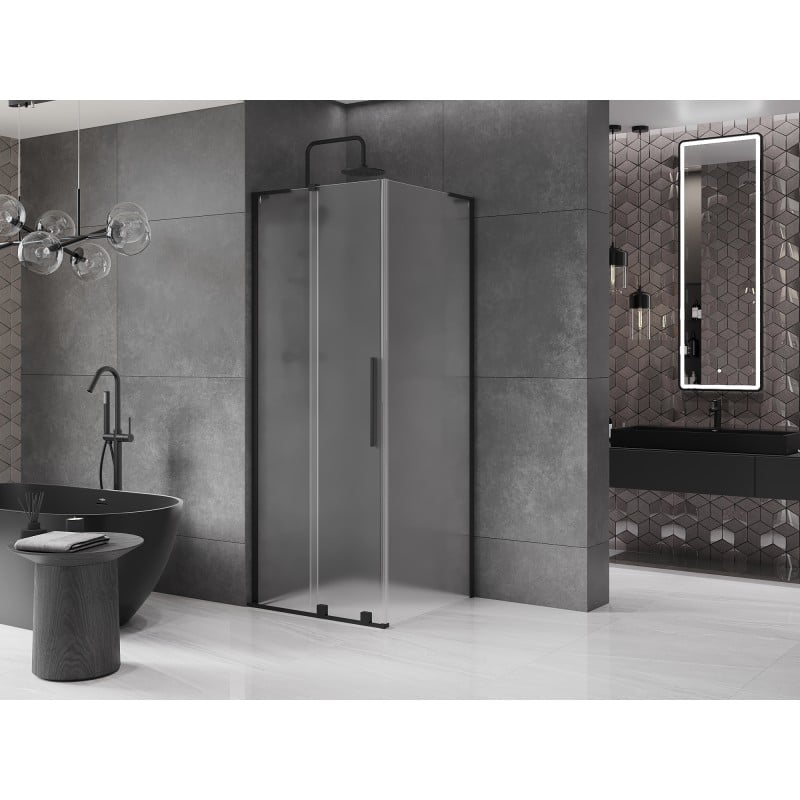 Mexen Velar L cabine de duche deslizante 90 x 90 cm, fosco, preta - 871-090-090-33-70