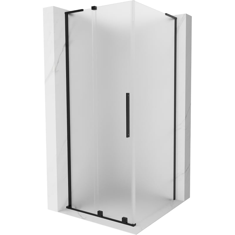 Mexen Velar L lükanduv dušinurk 120 x 120 cm, härmatis, must - 871-120-120-33-70