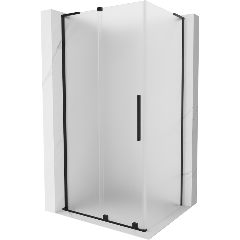 Mexen Velar L cabina de ducha corredera 90 x 100 cm, escarchada, negra - 871-090-100-33-70