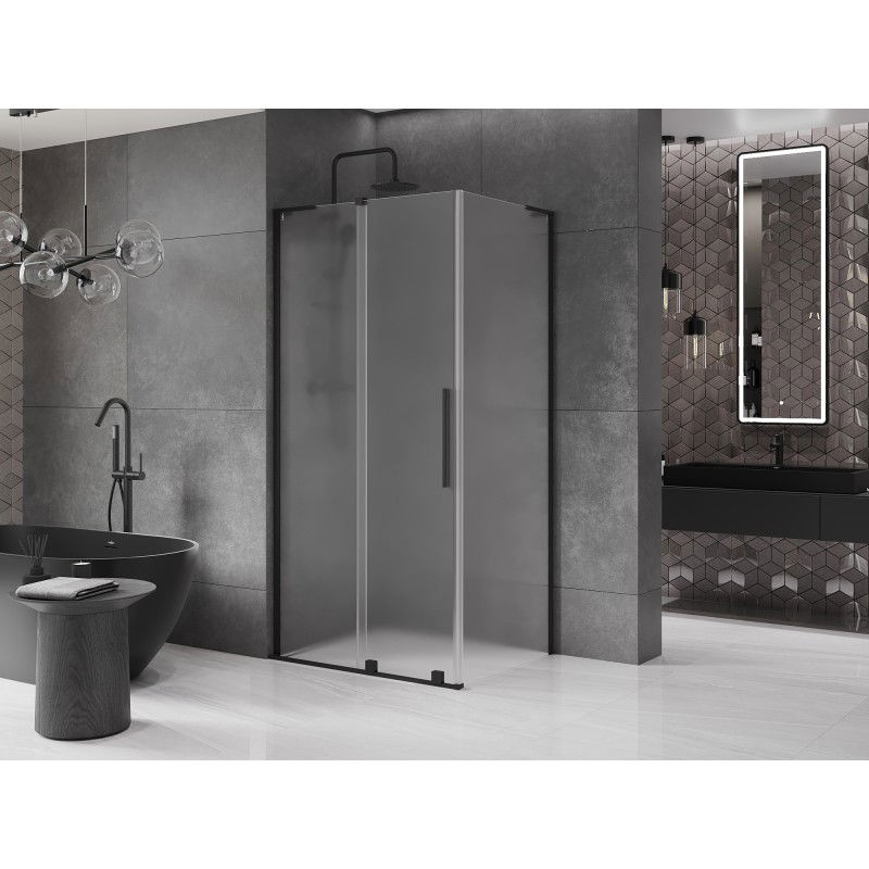 Mexen Velar L cabina doccia scorrevole 90 x 120 cm, ghiaccio, nero - 871-090-120-33-70