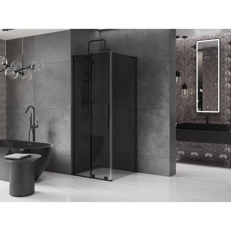 Mexen Velar L sliding shower cabin 90 x 90 cm, graphite, black - 871-090-090-43-70