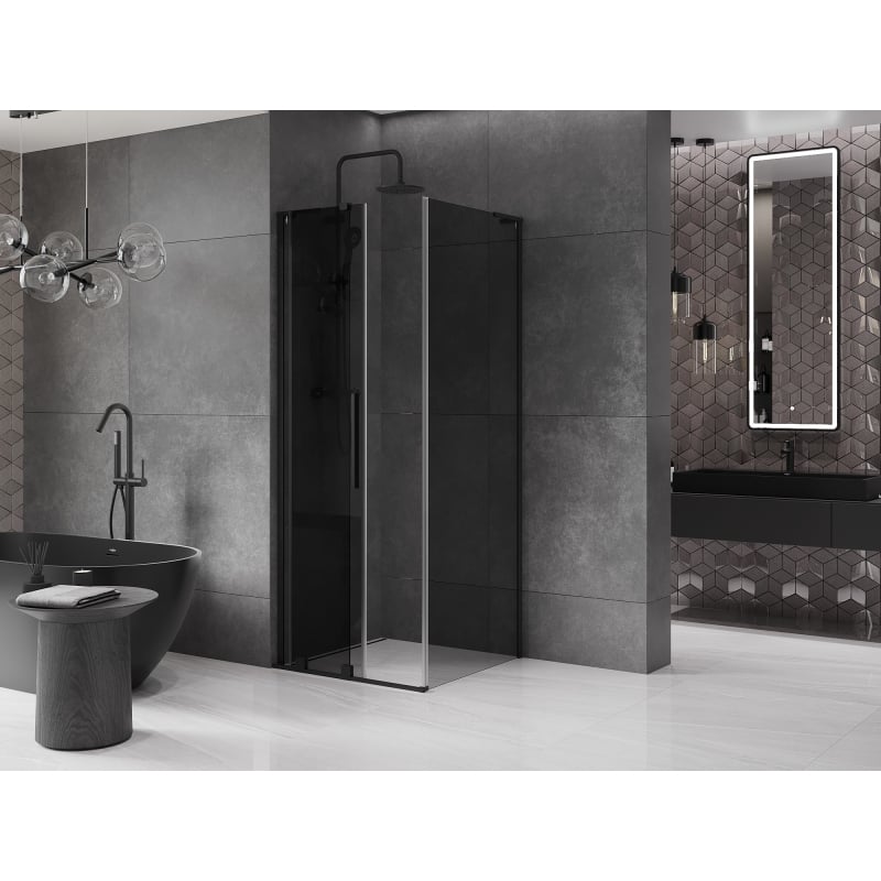 Mexen Velar L sliding shower cabin 90 x 90 cm, graphite, black - 871-090-090-43-70