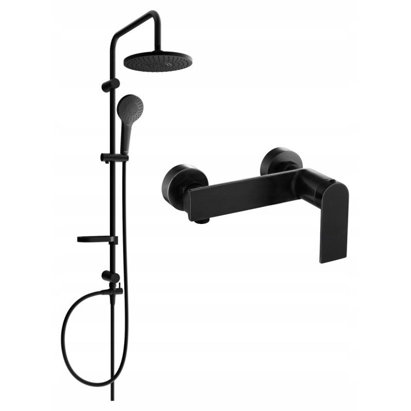 Mexen Erik ensemble de douche en saillie avec pomme de douche et mitigeur de douche Zero, noir - 71140205-70