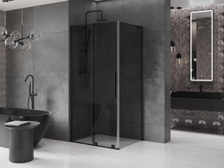 Mexen Velar L Duschkabine verschiebbar 110 x 120 cm, Graphit, Schwarz - 871-110-120-43-70