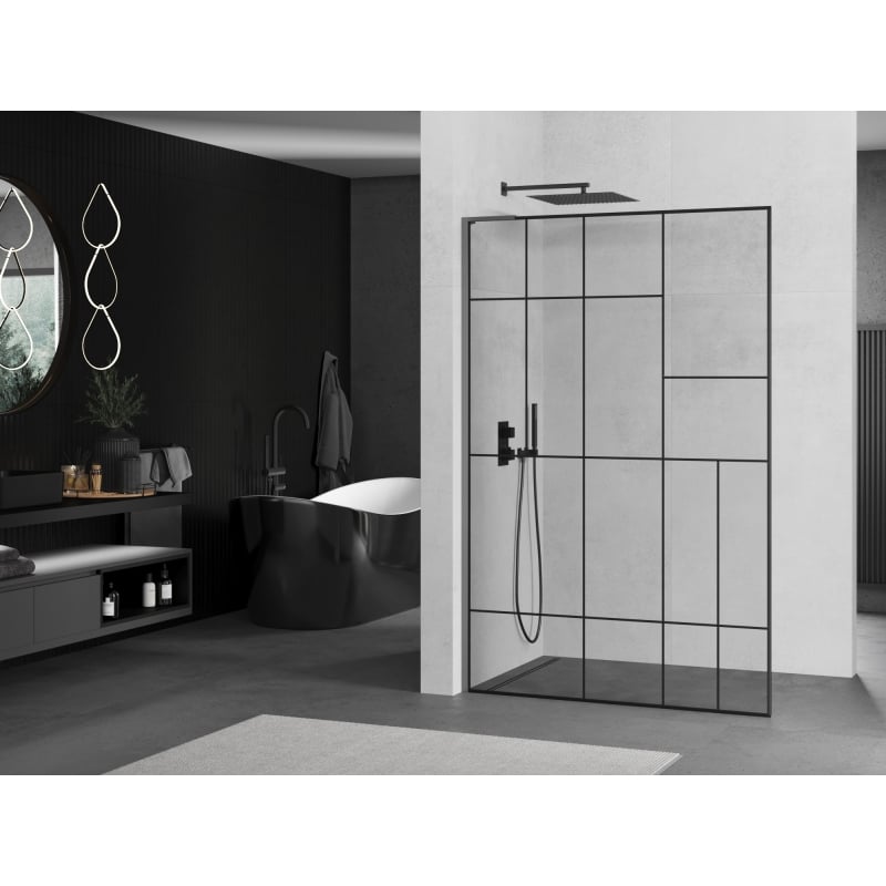 Mexen Kioto L dušisein Walk-in 90 x 200 cm, must muster, gun metal - 800-090-103-95-78