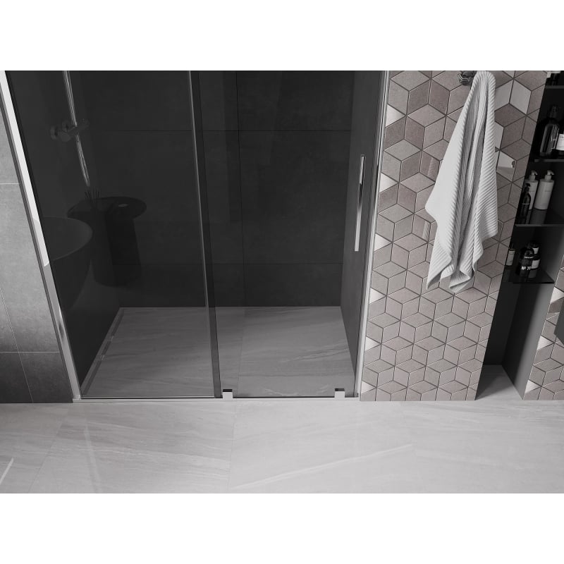 Mexen Velar lükandduššiuksed 130 cm, grafiit, kroom - 871-130-000-41-01
