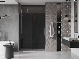 Mexen Velar sliding shower door 130 cm, graphite, chrome - 871-130-000-41-01