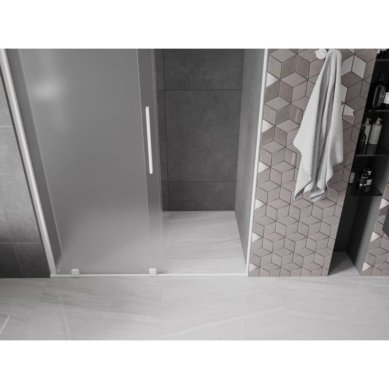 Mexen Velar drzwi prysznicowe rozsuwane 150 cm, szron, białe - 871-150-000-31-20