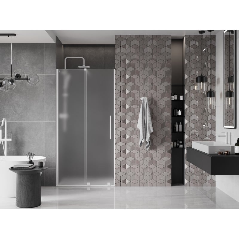 Mexen Velar drzwi prysznicowe rozsuwane 120 cm, szron, białe - 871-120-000-31-20