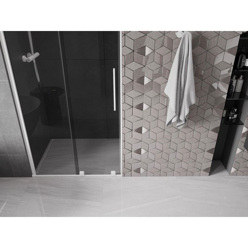 Mexen Velar schuifbare douchedeur 90 cm, grafiet, wit - 871-090-000-41-20