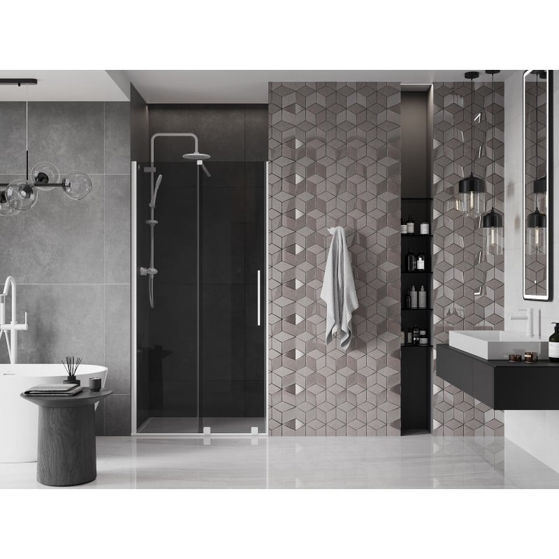 Mexen Velar sliding shower doors 90 cm, graphite, white - 871-090-000-41-20