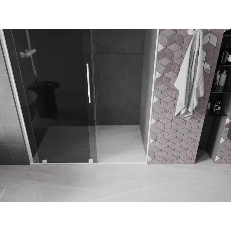 Mexen Velar drzwi prysznicowe rozsuwane 160 cm, grafit, białe - 871-160-000-41-20