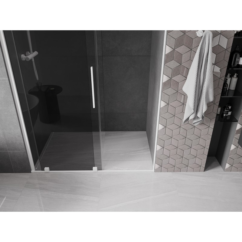 Mexen Velar drzwi prysznicowe rozsuwane 150 cm, grafit, białe - 871-150-000-41-20