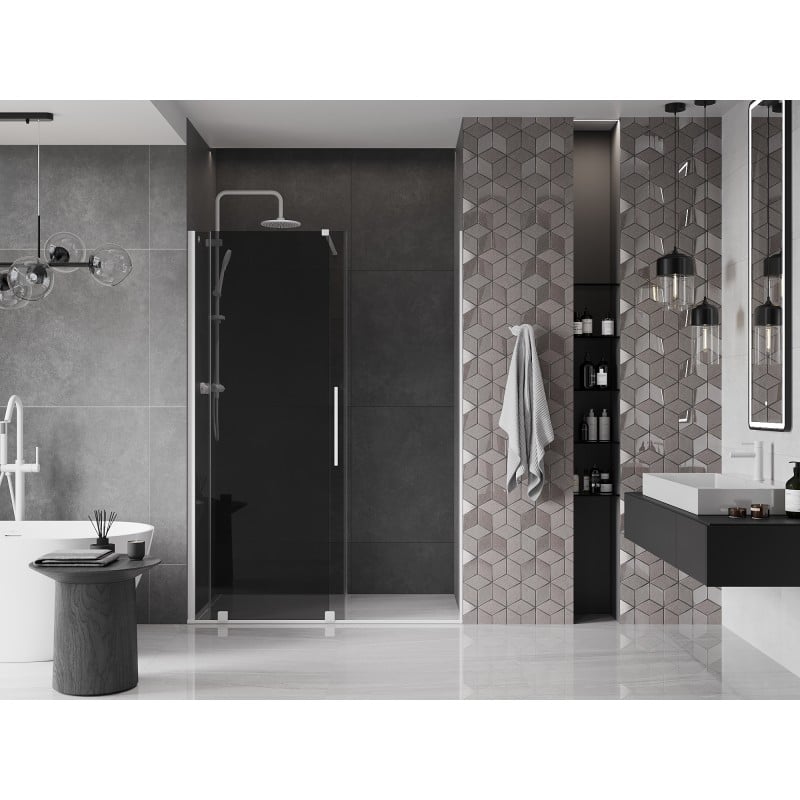 Mexen Velar drzwi prysznicowe rozsuwane 130 cm, grafit, białe - 871-130-000-41-20